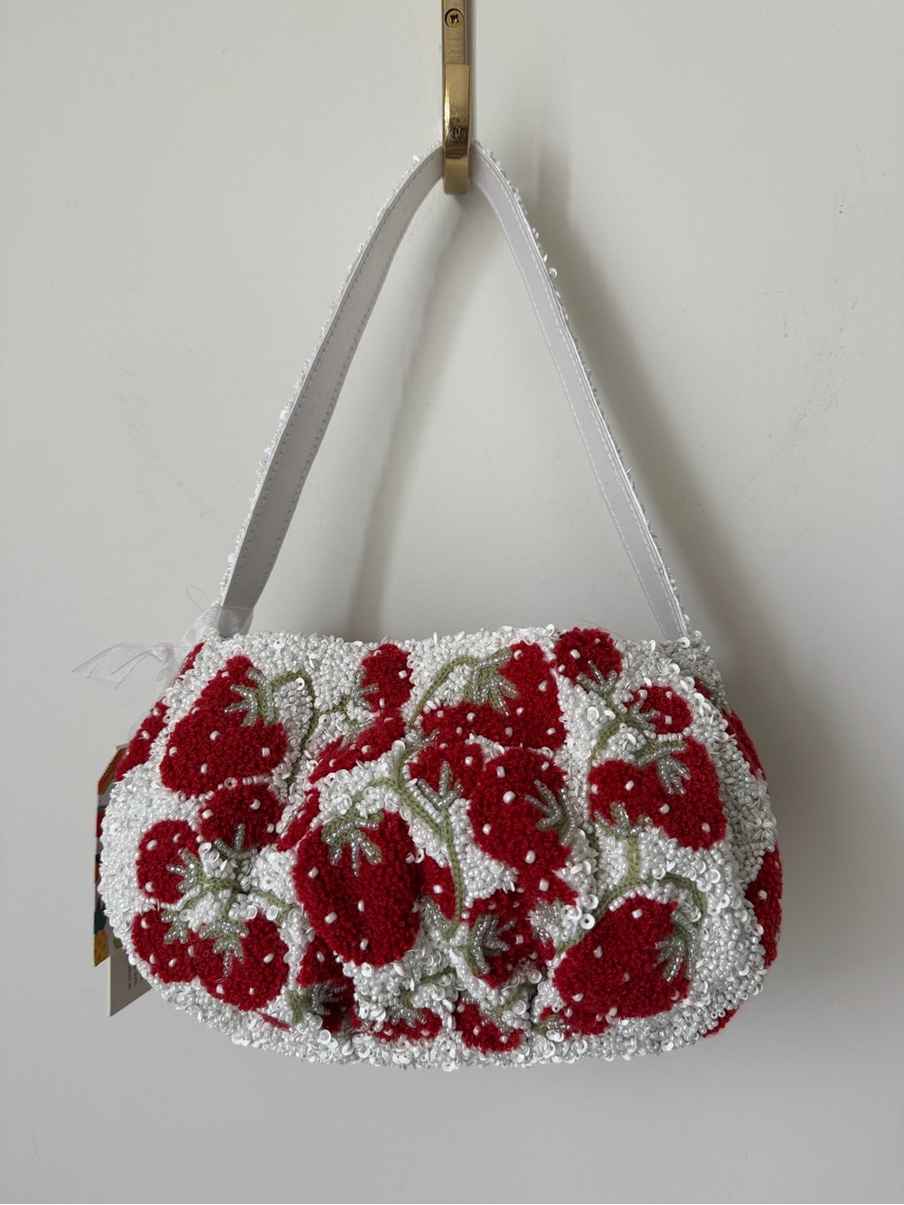 Beaded white Strawberry Bag